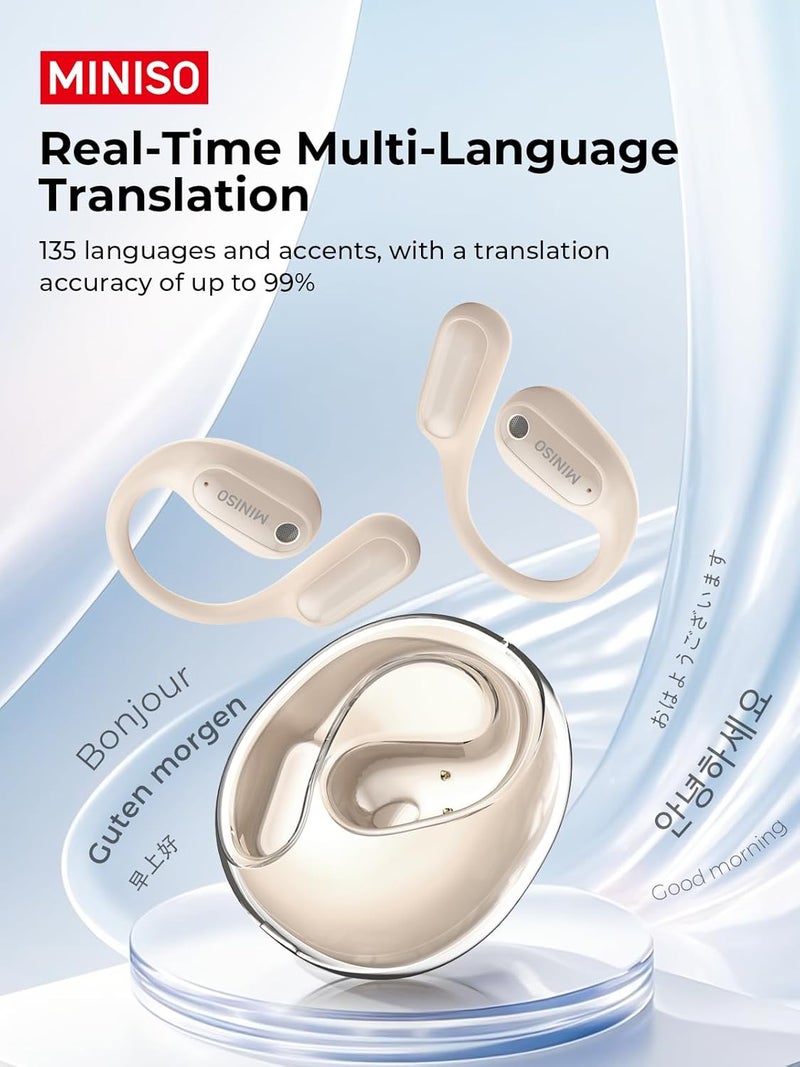 Miniso MS190 Translation Earbuds Real Time, Language Translator Earbuds with 135 Languages, LED Display, Bluetooth 6.0, Open-Ear translating Headphones with APP, 60Hrs Playtime, Perfect for Business - Image 2